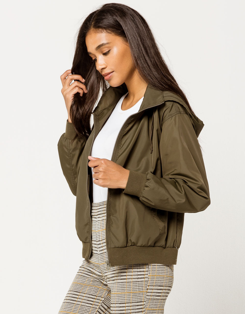 FULL TILT Hooded Olive Womens Bomber Jacket image number 1