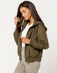 FULL TILT Hooded Olive Womens Bomber Jacket image number 2