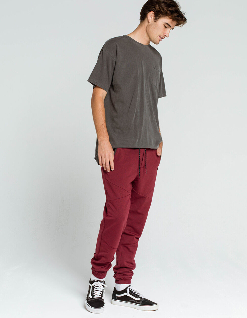 RSQ Knee Seam Mens Burgundy Sweatpants image number 5