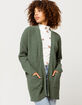 GOOD LUCK GEM Chenille Ribbed Green Womens Cardigan image number 1