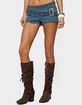EDIKTED Asymmetric Belt Denim Micro Shorts image number 1