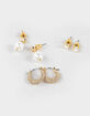 FULL TILT 3 Pack 14K Gold Dipped Heart Pearl Earrings image number 2