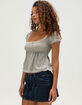 BDG Urban Outfitters Brittney Womens Square Neck Henley Babydoll Top image number 3