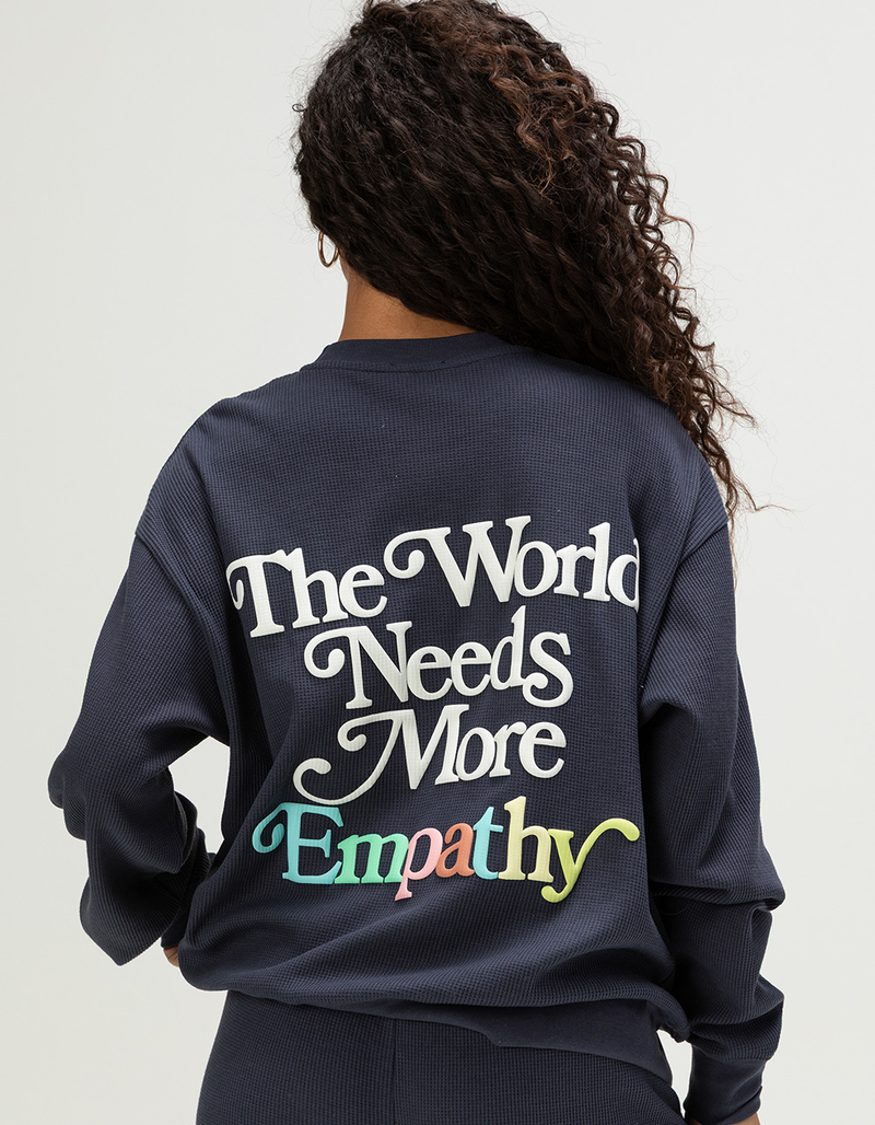 THE MAYFAIR GROUP World Needs More Empathy Womens Waffle Crewneck Sweatshirt image number 0