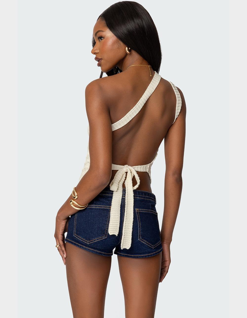 EDIKTED Codi Backless Asymmetric Knit Top image number 2