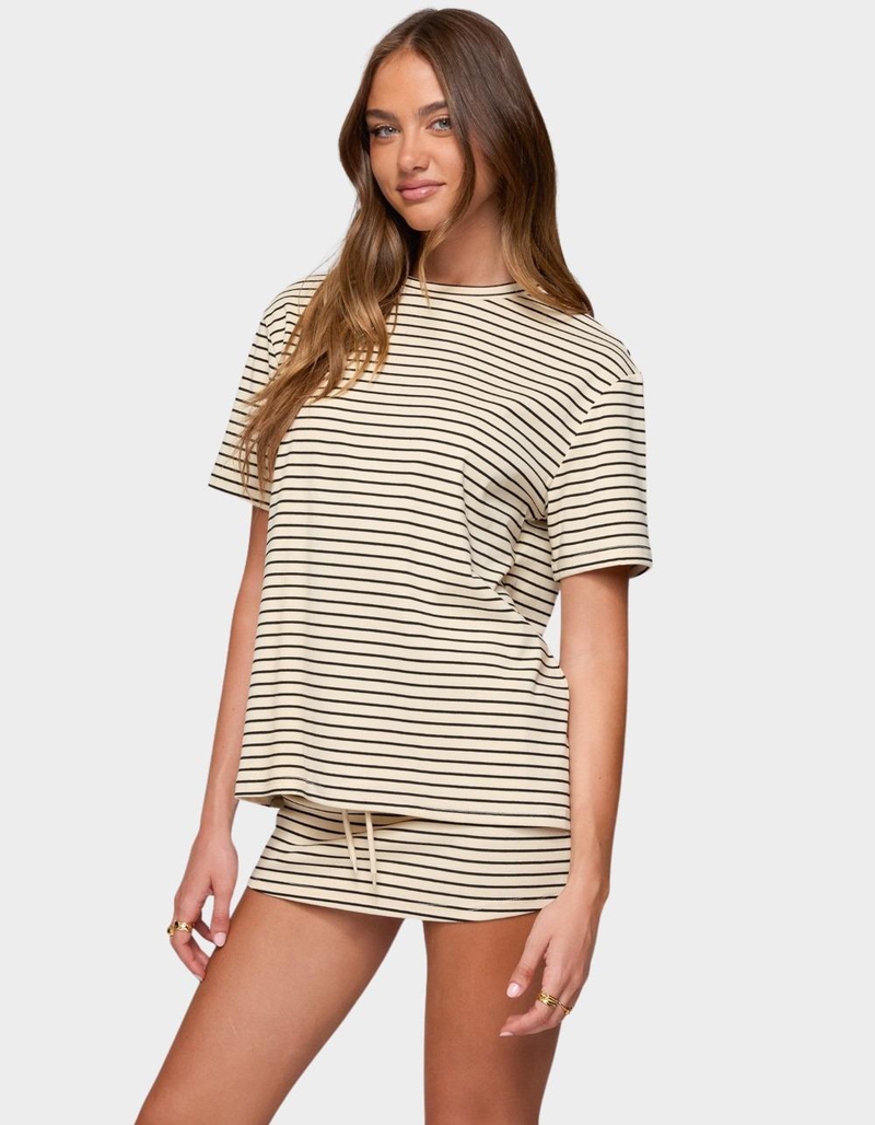 EDIKTED Brena Striped Oversized Tee image number 1