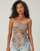 WEST OF MELROSE Animal Print Womens Mesh Cinch Tube Top image number 1