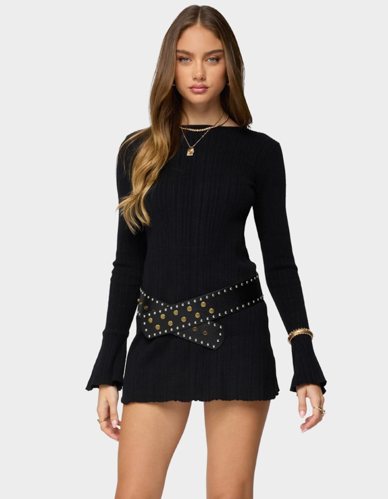 EDIKTED Isabel Backless Ribbed Knit Mini Dress image number 1