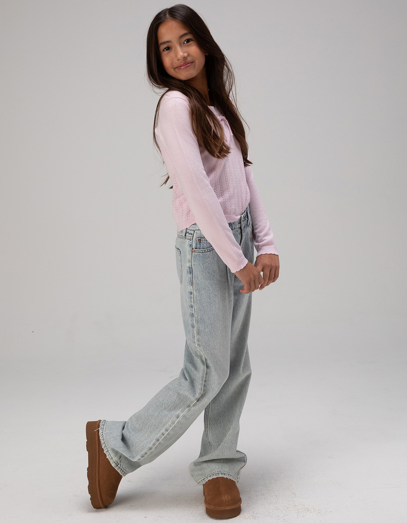 RSQ Girls High Rise Pleated Wide Leg Jeans image number 3