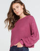 SKY AND SPARROW Knit Balloon Sleeve Womens Berry Sweater image number 1