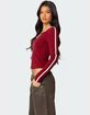 EDIKTED Contrast V-Neck Long Sleeve Tee image number 3