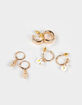 FULL TILT 3 Pack Sea Shell/Beaded Flower Hoop Earrings image number 1
