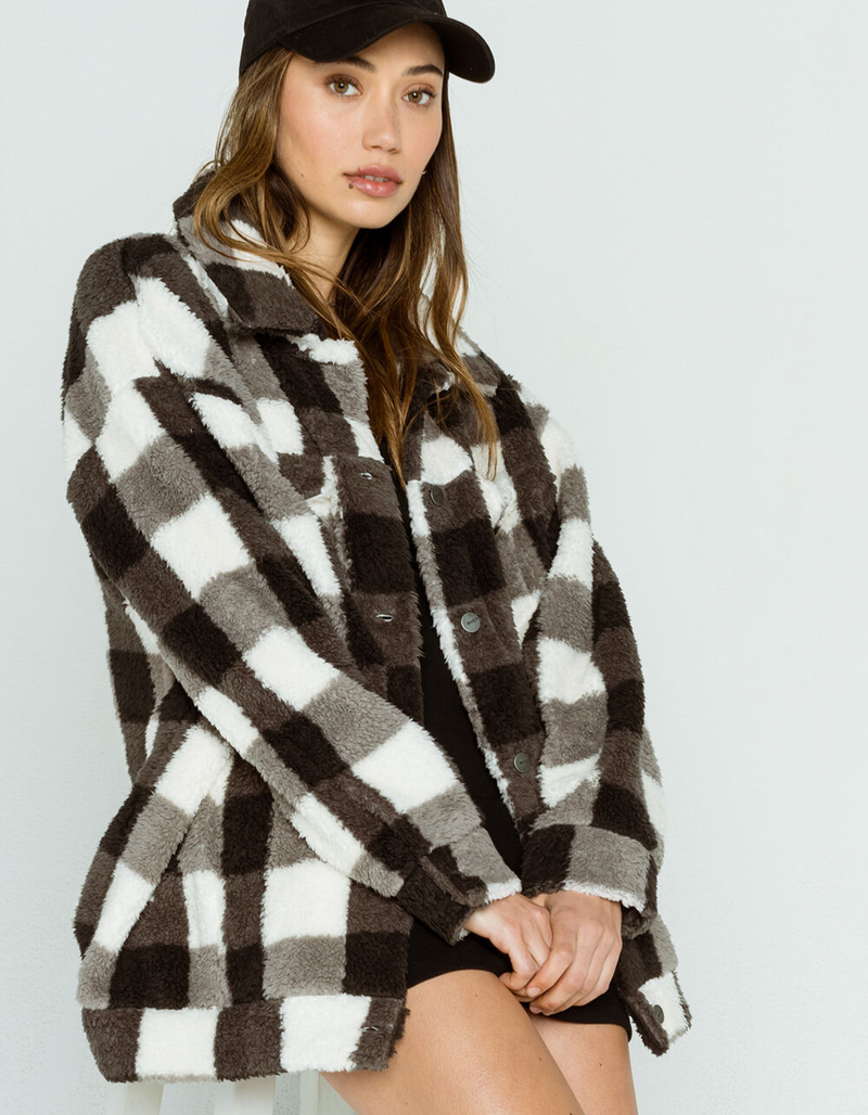 RVCA Buffy Womens Plaid Sherpa Jacket image number 0