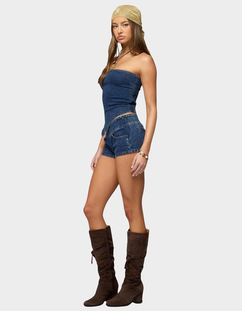 EDIKTED Zaida Stretchy Denim Micro Shorts image number 3