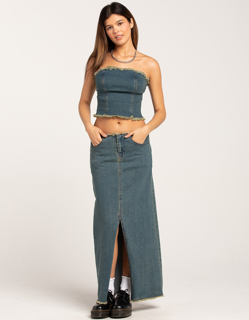 MOTEL Zaenap Womens Denim Maxi Skirt image number 0