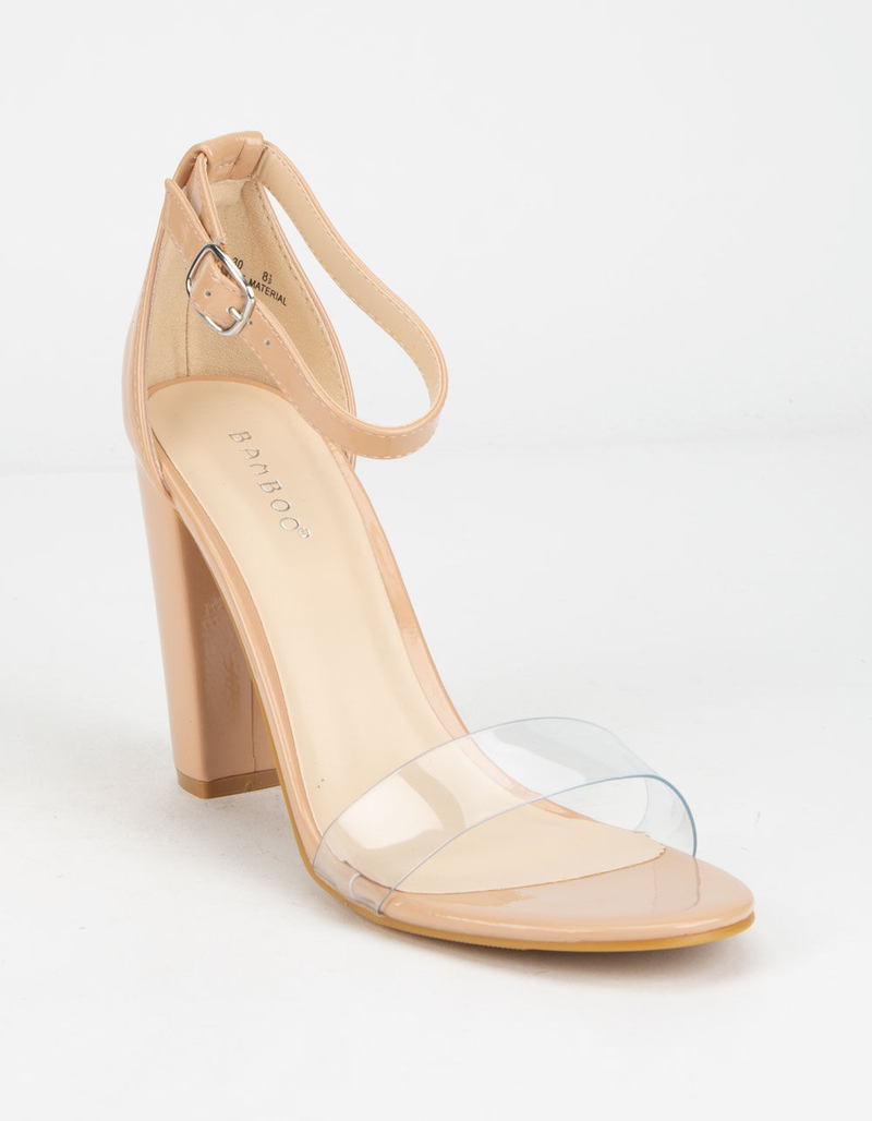 BAMBOO Clear Ankle Strap Nude Heeled Sandals image number 0