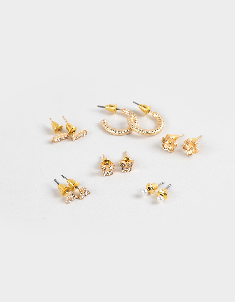 FULL TILT 6 Pack Dainty Rhinestone Stud Earrings image number 0