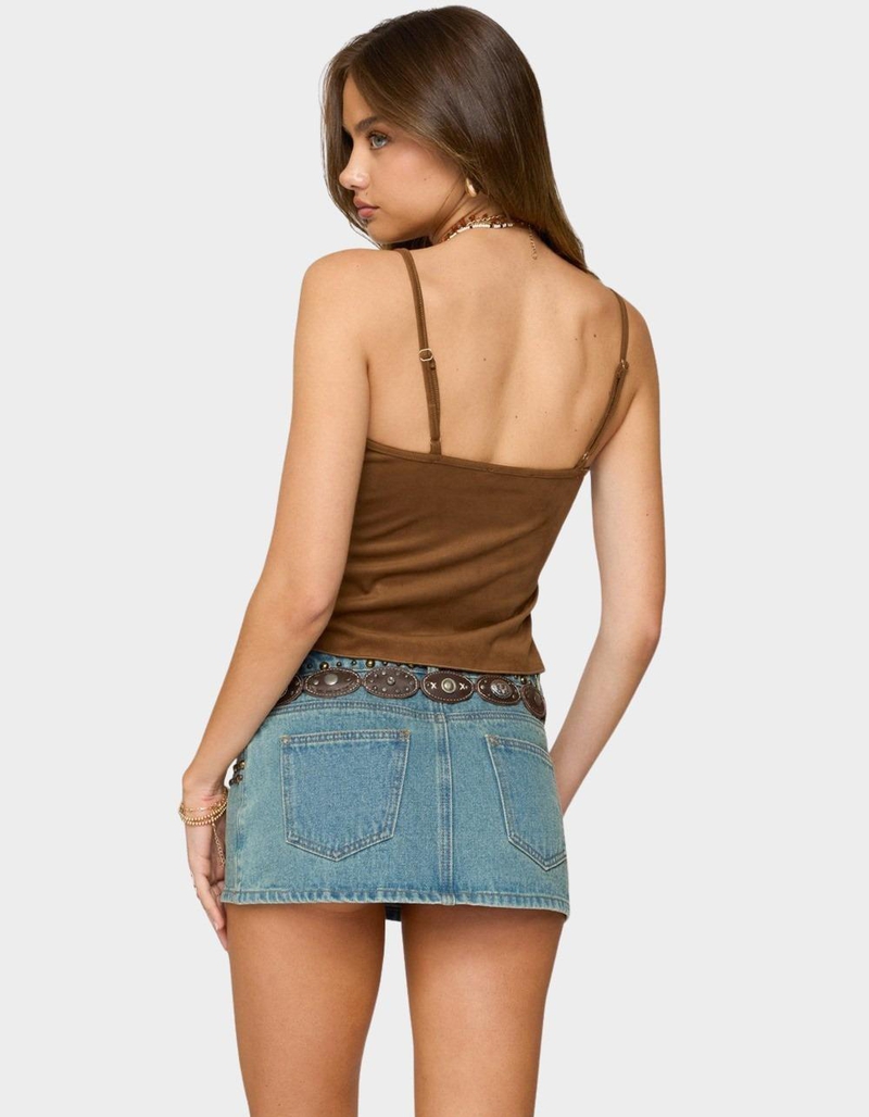 EDIKTED Split Front Faux Suede Tank Top image number 1