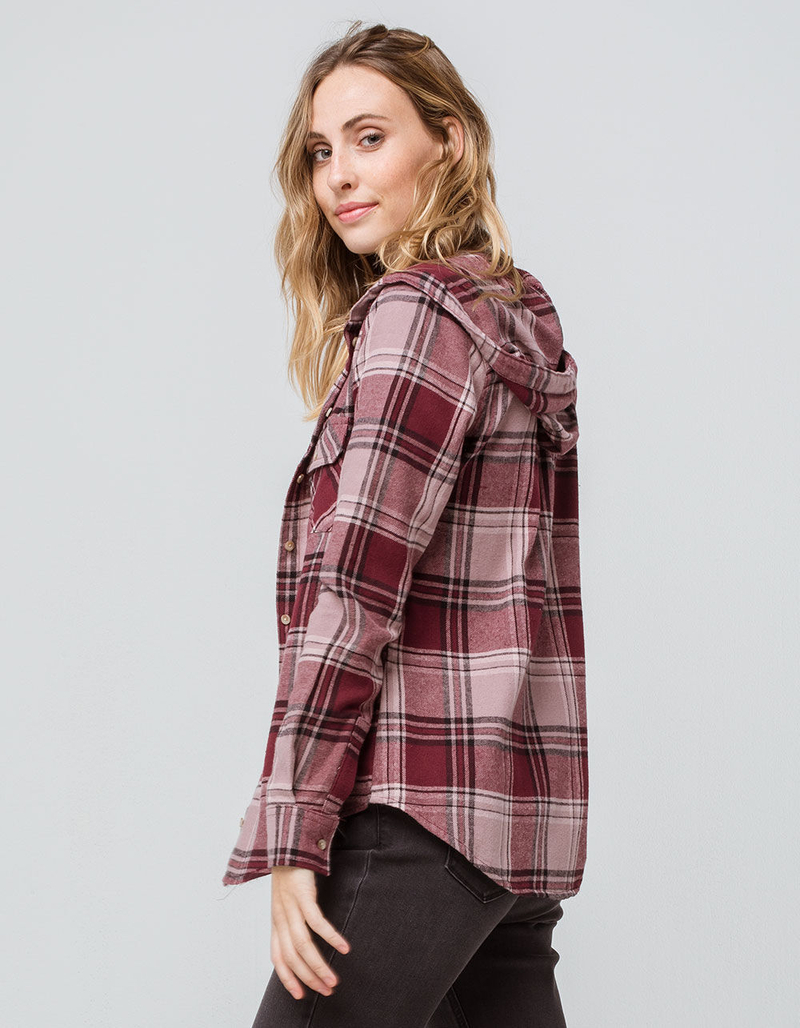 DESTINED Hooded Mauve Womens Flannel Shirt image number 2