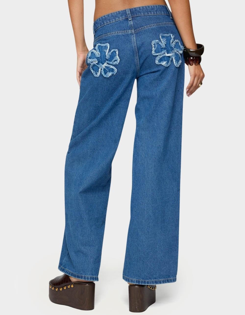 EDIKTED Flower Patch Low Rise Jeans image number 2