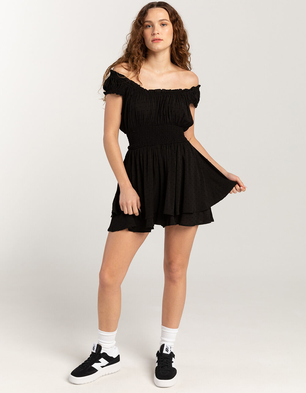RSQ Womens Clip Dot Tier Romper - BLACK | Tillys