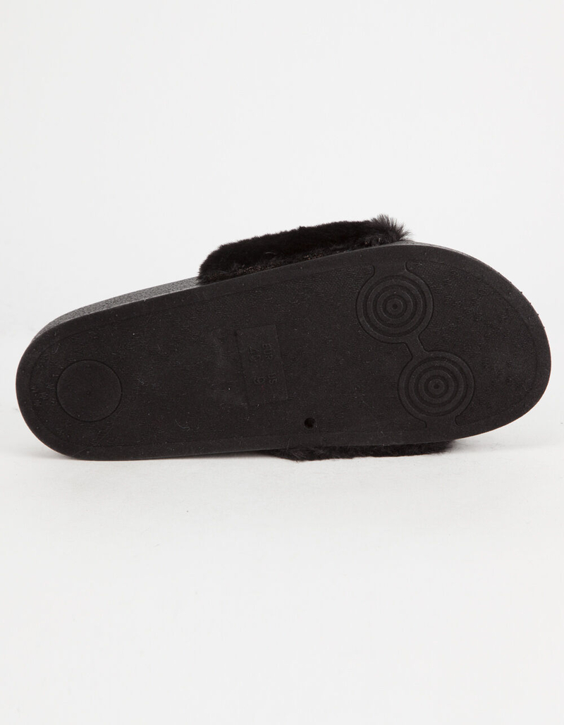 QUPID Faux Fur Black Womens Sandals image number 3