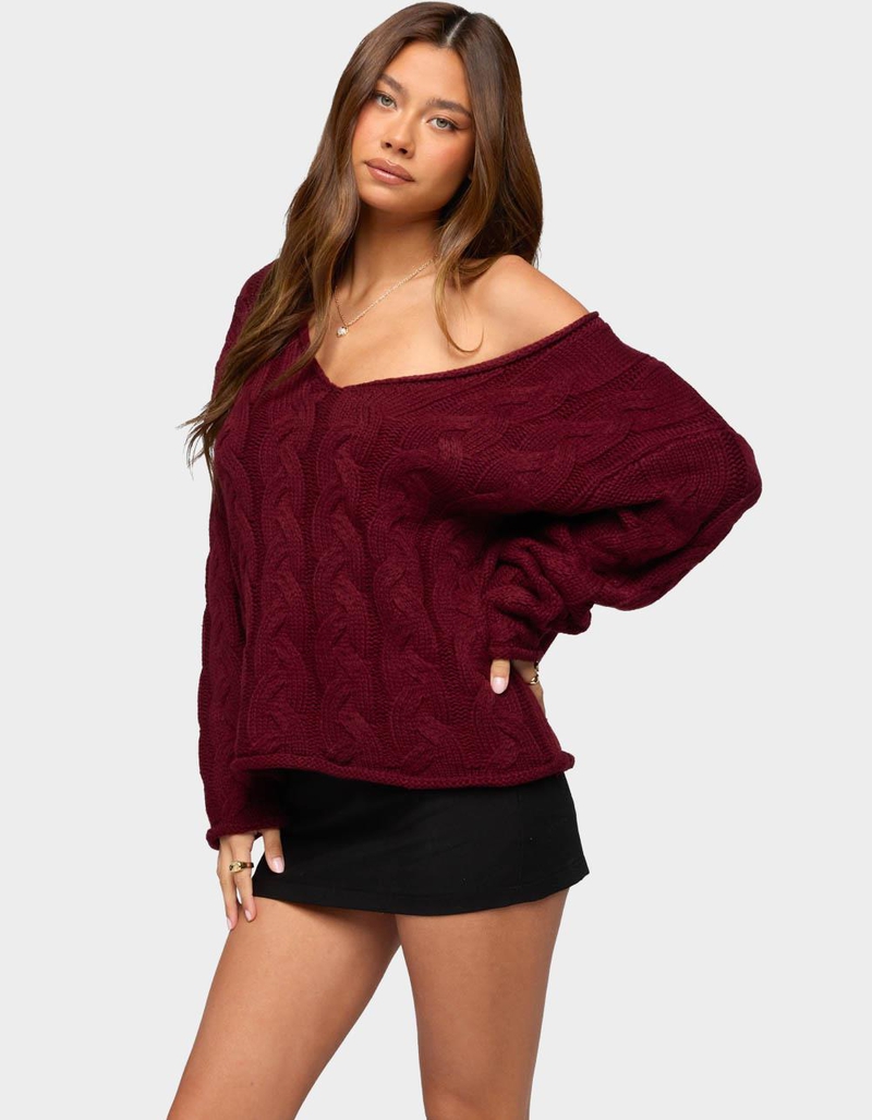 EDIKTED Inga Oversized Cable Knit Sweater image number 1