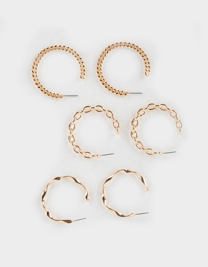 FULL TILT 3 Pack Textured Hoop Earrings image number 0