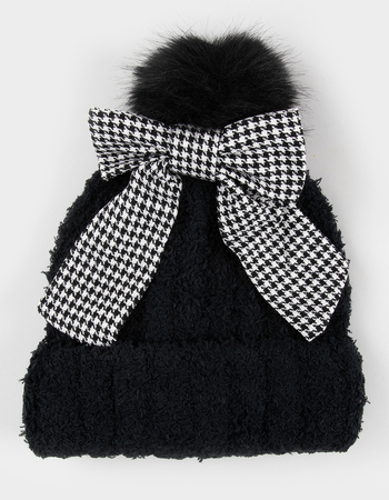 FULL TILT Houndstooth Scrunchie Bow Womens Beanie Primary Image