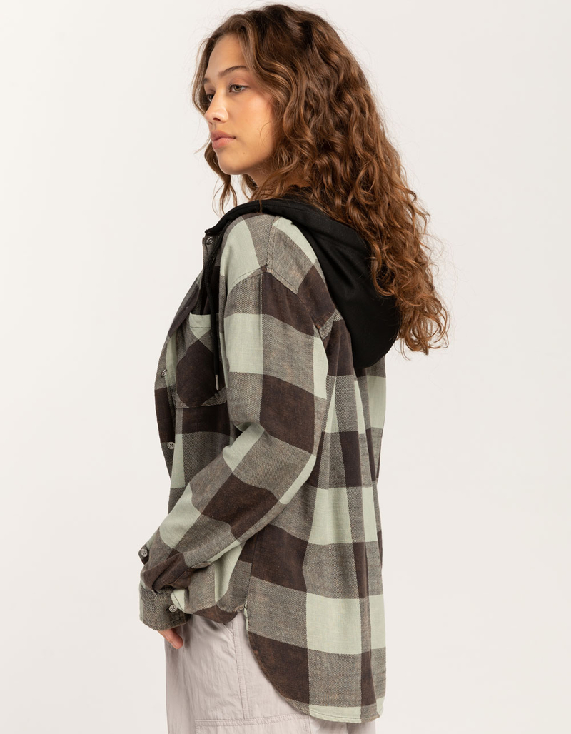 FULL TILT Sage Buffalo Womens Hooded Flannel image number 2