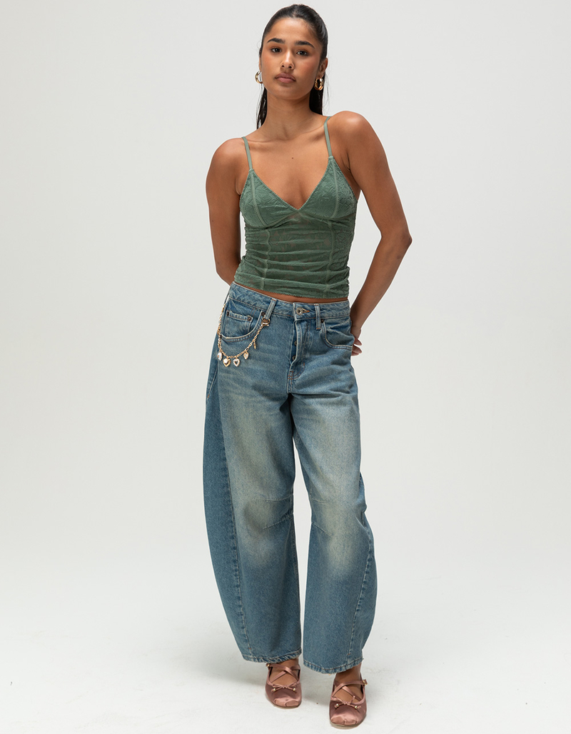 BDG Urban Outfitters Je T'aime Womens Flocked Semi-Sheer Cami image number 4