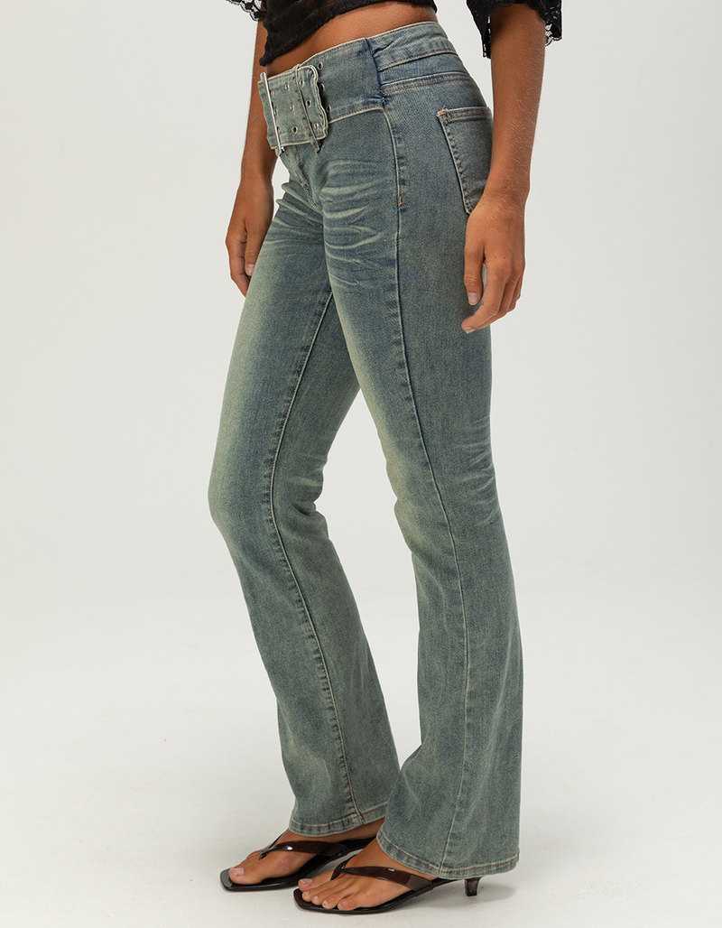 MADDEN GIRL Low Rise Belted Womens Bootcut Jeans image number 3