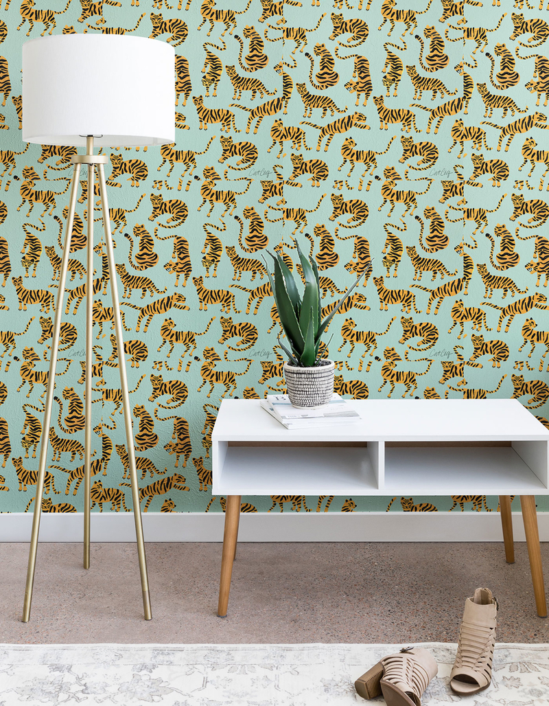 DENY DESIGNS Cat Coquillette Tiger Collection: Mint Orange 2" x 8" Wallpaper Panel image number 2