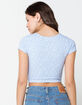 IVY & MAIN Ditsy Surplice Womens Light Blue Crop Top image number 3