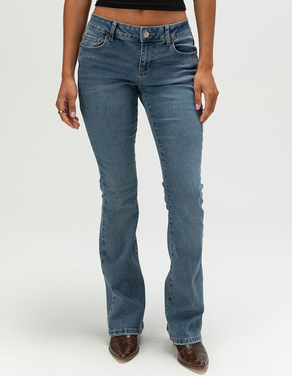 Lilly　0710 RSQ Womens Low Rise Butterfly Bootcut Jeans - MEDIUM WASH