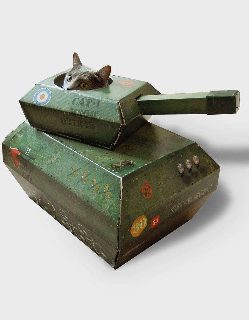 SUCK UK Cat Tank Cardboard Cat Playhouse image number 0