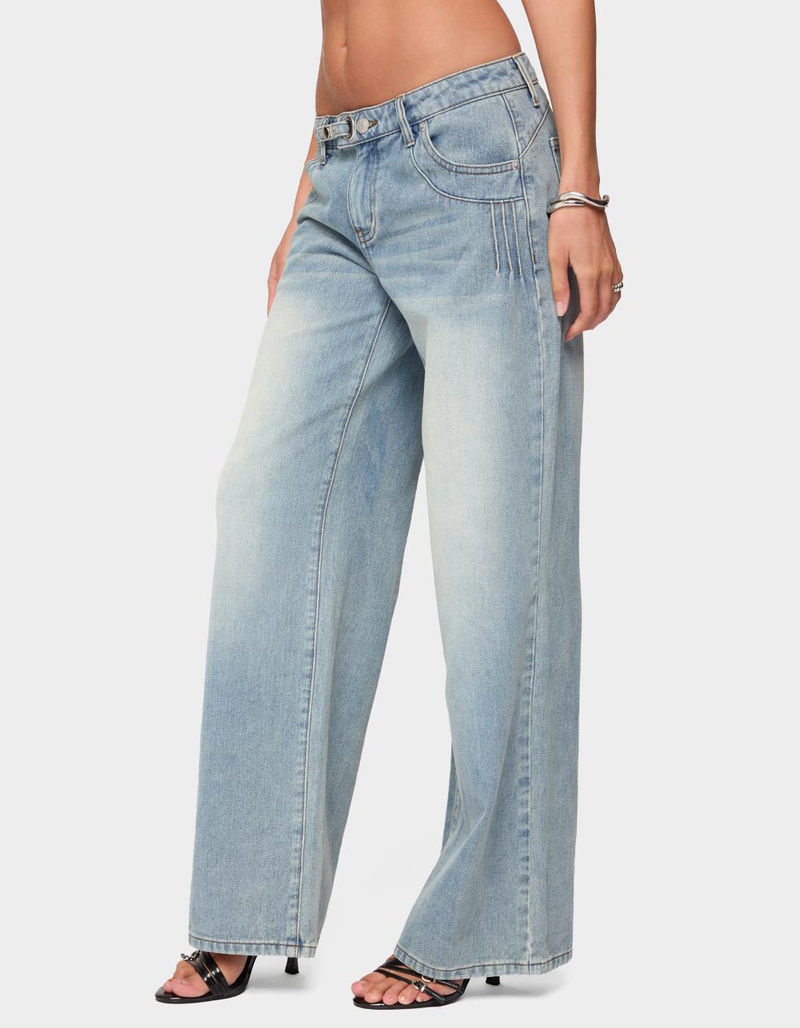 EDIKTED Celia Grommet Washed Low Rise Jeans image number 1
