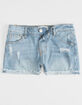 RSQ Malibu Cuff Medium Wash Girls Ripped Denim Shorts image number 1