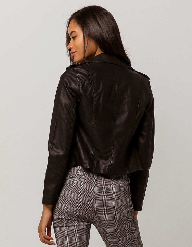 IVY & MAIN Moto Zip Womens Faux Leather Jacket - BLACK - 327736100