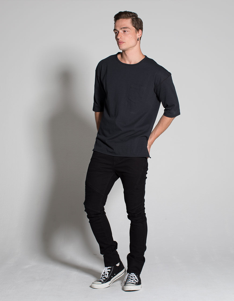 RSQ Seattle Moto Black Mens Skinny Taper Jeans image number 1