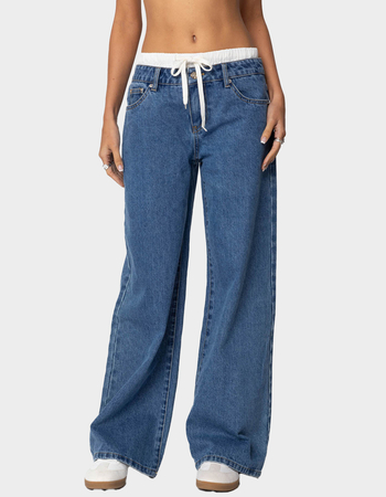 EDIKTED Drawstring Boxer Detail Jeans Primary Image