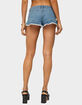 EDIKTED Roy Ruffle Lace Denim Micro Shorts image number 3