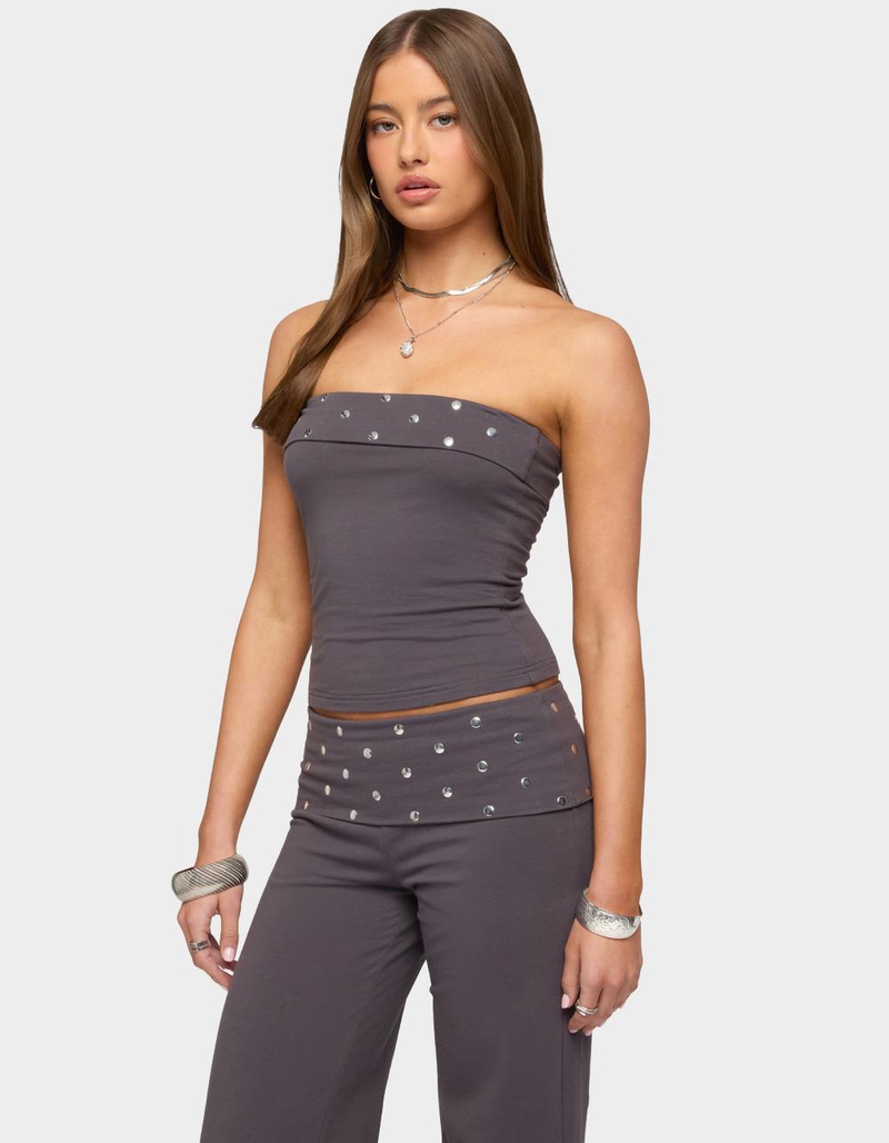 EDIKTED Breanna Studded Foldover Tube Top image number 1