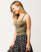 DESTINED Basic Ribbed Olive Womens Crop Tank Top image number 2