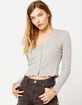 SKY AND SPARROW Solid Pointelle Heather Gray Womens Knit Top image number 1