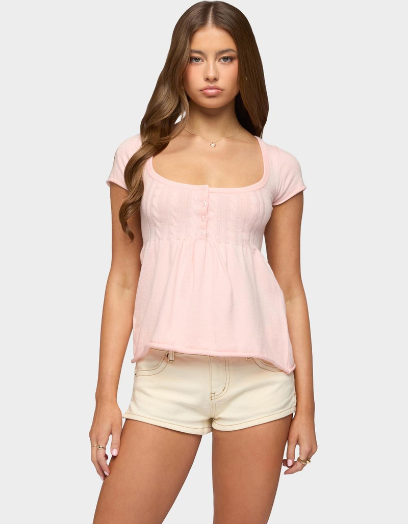 EDIKTED Ulyana Cable Knit Babydoll Top image number 0