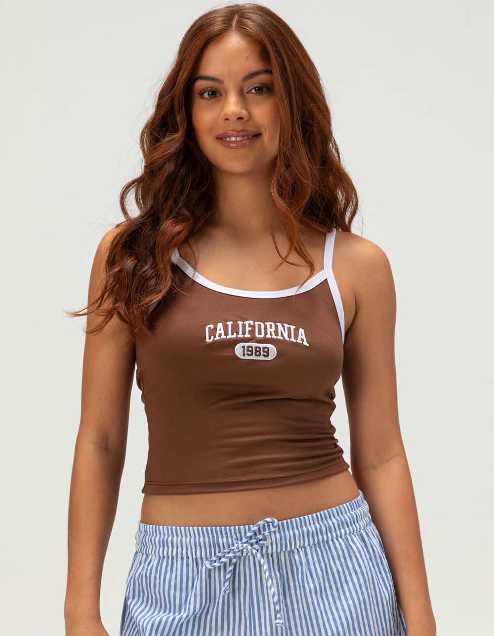 RSQ Womens California Embroidered Tank Top - BROWN | Tillys