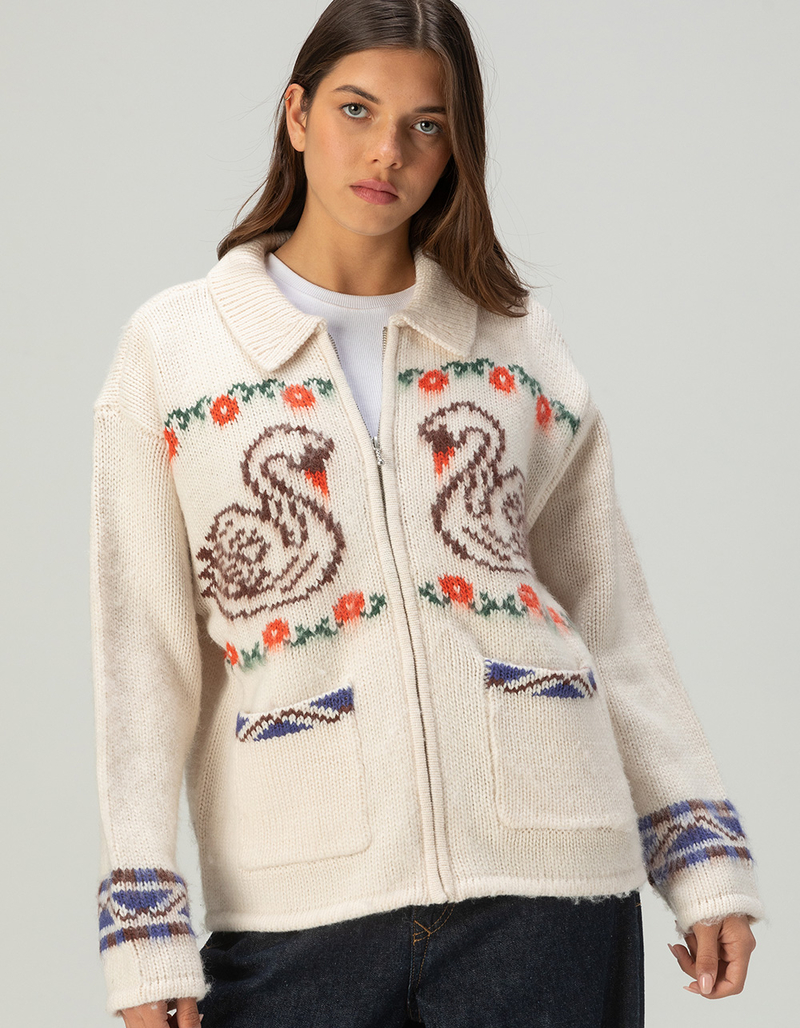 OBEY Swans Womens Zip-Up Sweater image number 0