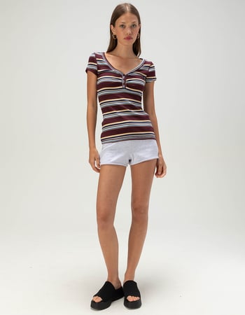 RSQ Womens Stripe Henley Top Alternative Image