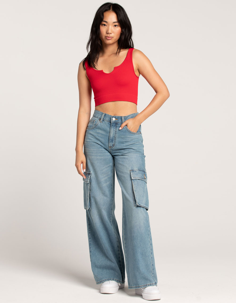 FULL TILT Seamless Notch Neck Womens Tank Top image number 3